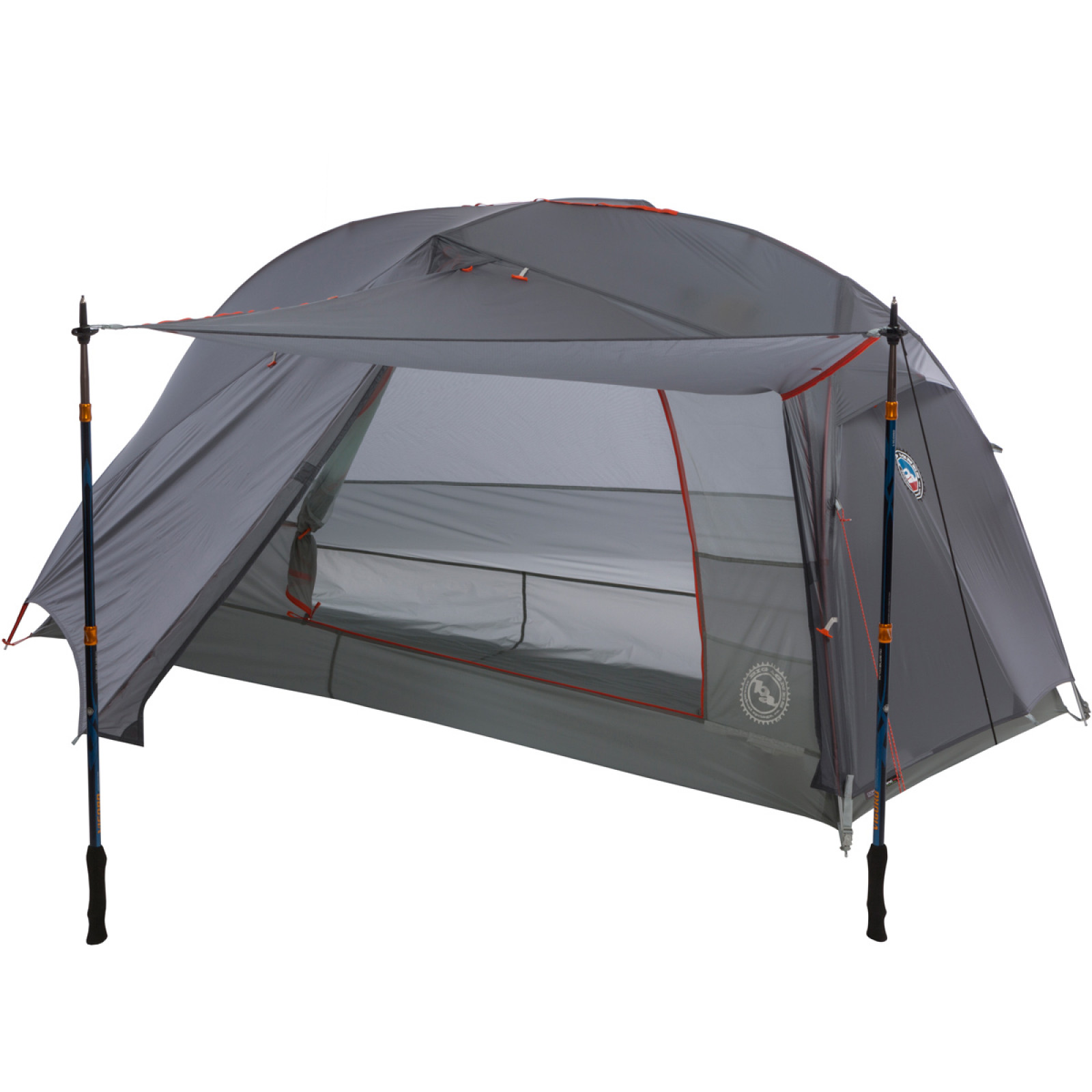 Gray / Silver - Tenda de ploaie cu intrare deschisa si marchiza montata