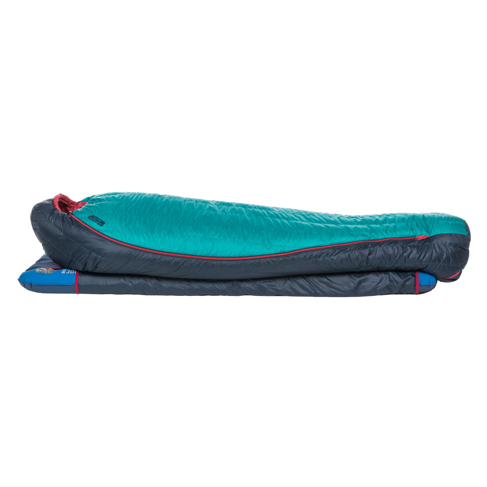 Aqua / Navy - Vedere laterala montat pe saltea