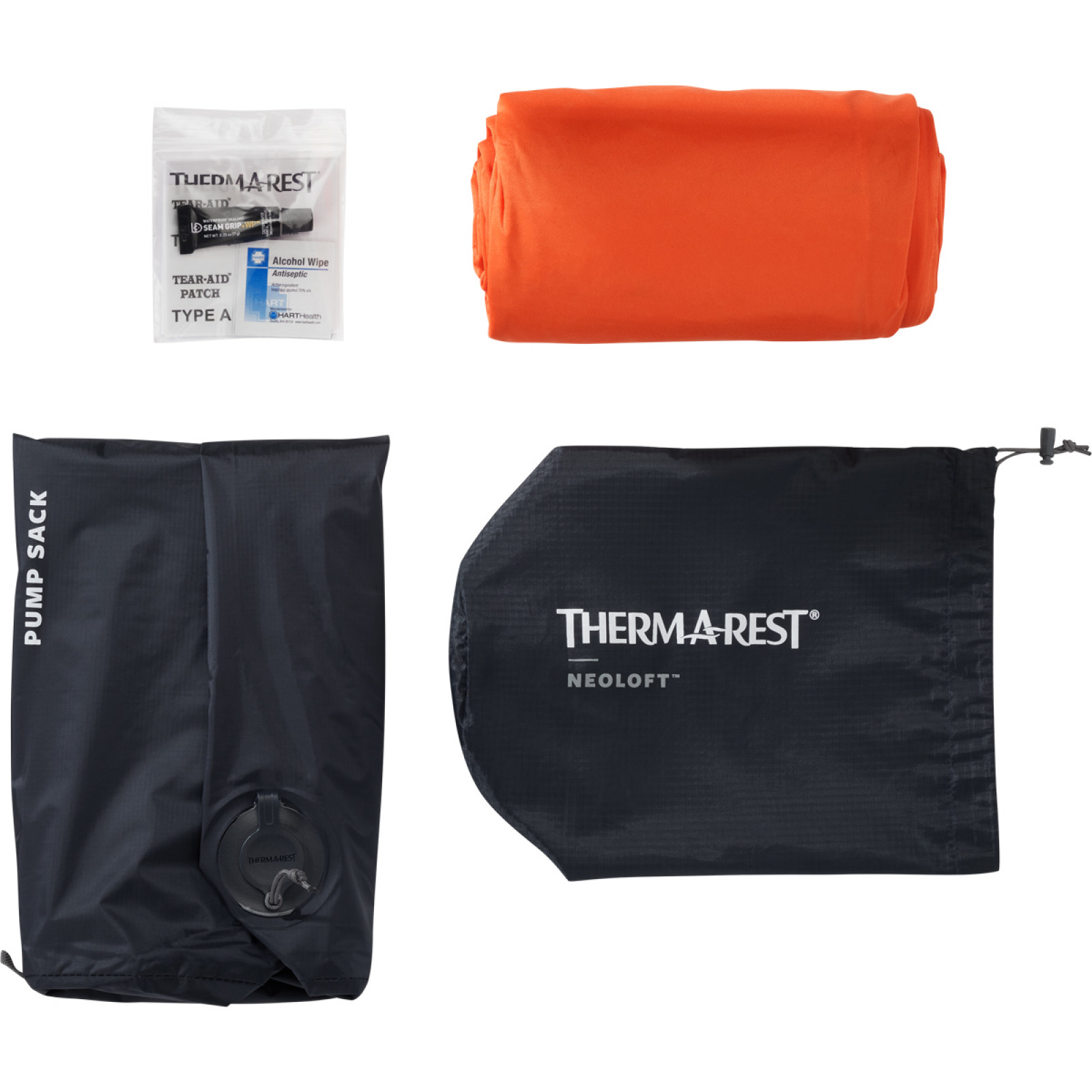 Ember - Continut (set reparatie, saltea, sac-pompa, sac de transport)
